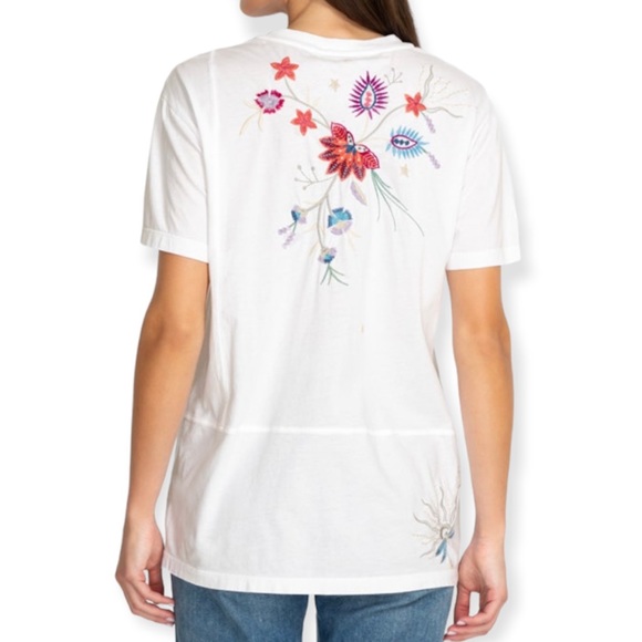 JOHNNY WAS Phoebe Tee Floral Embroidery Short Sleeve Relaxed T-Shirt White NWT - Picture 7 of 9